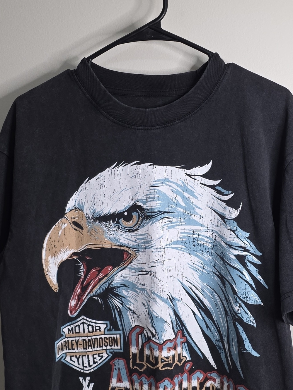 Lost Americana Black Short Sleeve Tee with Eagle Graphic